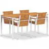 vidaXL 5 Piece Dining Set Solid Acacia Wood and Stainless Steel