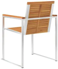 vidaXL 5 Piece Dining Set Solid Acacia Wood and Stainless Steel