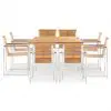 vidaXL 9 Piece Dining Set Solid Acacia Wood and Stainless Steel