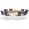 vidaXL 9 Piece Dining Set Textilene and Stainless Steel