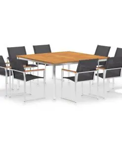 vidaXL 9 Piece Dining Set Textilene and Stainless Steel