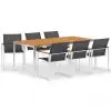vidaXL 7 Piece Dining Set Textilene and Stainless Steel