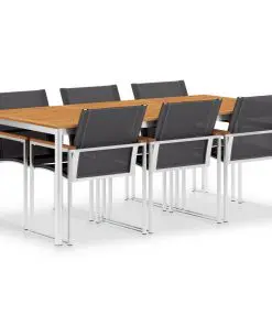 vidaXL 7 Piece Dining Set Textilene and Stainless Steel