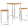 vidaXL 3 Piece Bar Set Solid Acacia Wood and Stainless Steel