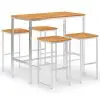 vidaXL 5 Piece Bar Set Solid Acacia Wood and Stainless Steel