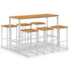 vidaXL 7 Piece Bar Set Solid Acacia Wood and Stainless Steel