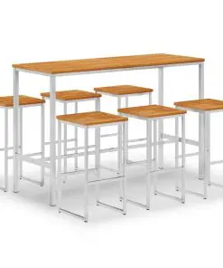 vidaXL 7 Piece Bar Set Solid Acacia Wood and Stainless Steel