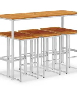 vidaXL 7 Piece Bar Set Solid Acacia Wood and Stainless Steel