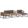 vidaXL 5 Piece Garden Lounge Set Solid Acacia Wood and Steel
