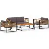 vidaXL 4 Piece Garden Lounge Set Solid Acacia Wood and Steel