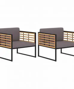 vidaXL 4 Piece Garden Lounge Set Solid Acacia Wood and Steel