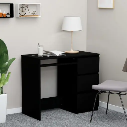 vidaXL Desk Black 90x45x76 cm Chipboard