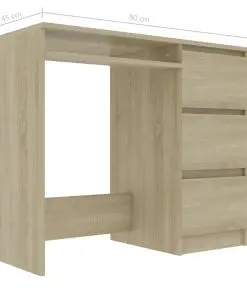 vidaXL Desk Sonoma Oak 90x45x76 cm Chipboard