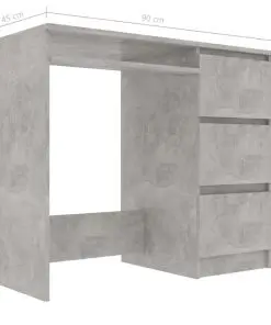 vidaXL Desk Concrete Grey 90x45x76 cm Chipboard