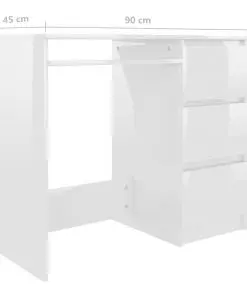 vidaXL Desk High Gloss White 90x45x76 cm Chipboard