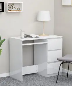 vidaXL Desk High Gloss White 90x45x76 cm Chipboard
