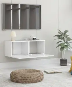 vidaXL TV Cabinet High Gloss White 80x30x30 cm Chipboard