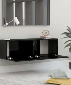 vidaXL TV Cabinet High Gloss Black 100x30x30 cm Chipboard