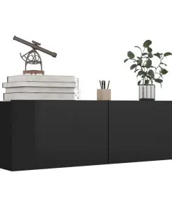vidaXL TV Cabinet High Gloss Black 100x30x30 cm Chipboard