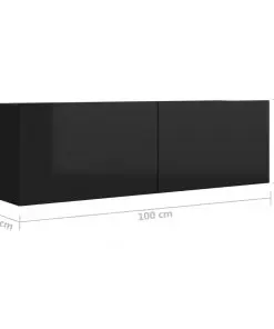 vidaXL TV Cabinet High Gloss Black 100x30x30 cm Chipboard