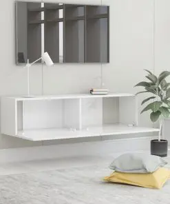 vidaXL TV Cabinet High Gloss White 120x30x30 cm Chipboard