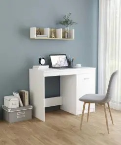 vidaXL Desk White 100x50x76 cm Chipboard