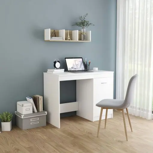 vidaXL Desk White 100x50x76 cm Chipboard