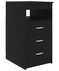 vidaXL Drawer Cabinet Black 40x50x76 cm Chipboard