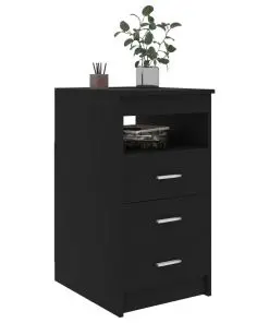 vidaXL Drawer Cabinet Black 40x50x76 cm Chipboard