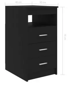 vidaXL Drawer Cabinet Black 40x50x76 cm Chipboard