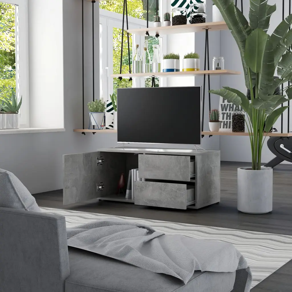 vidaXL TV Cabinet Concrete Grey 80x34x36 cm Chipboard
