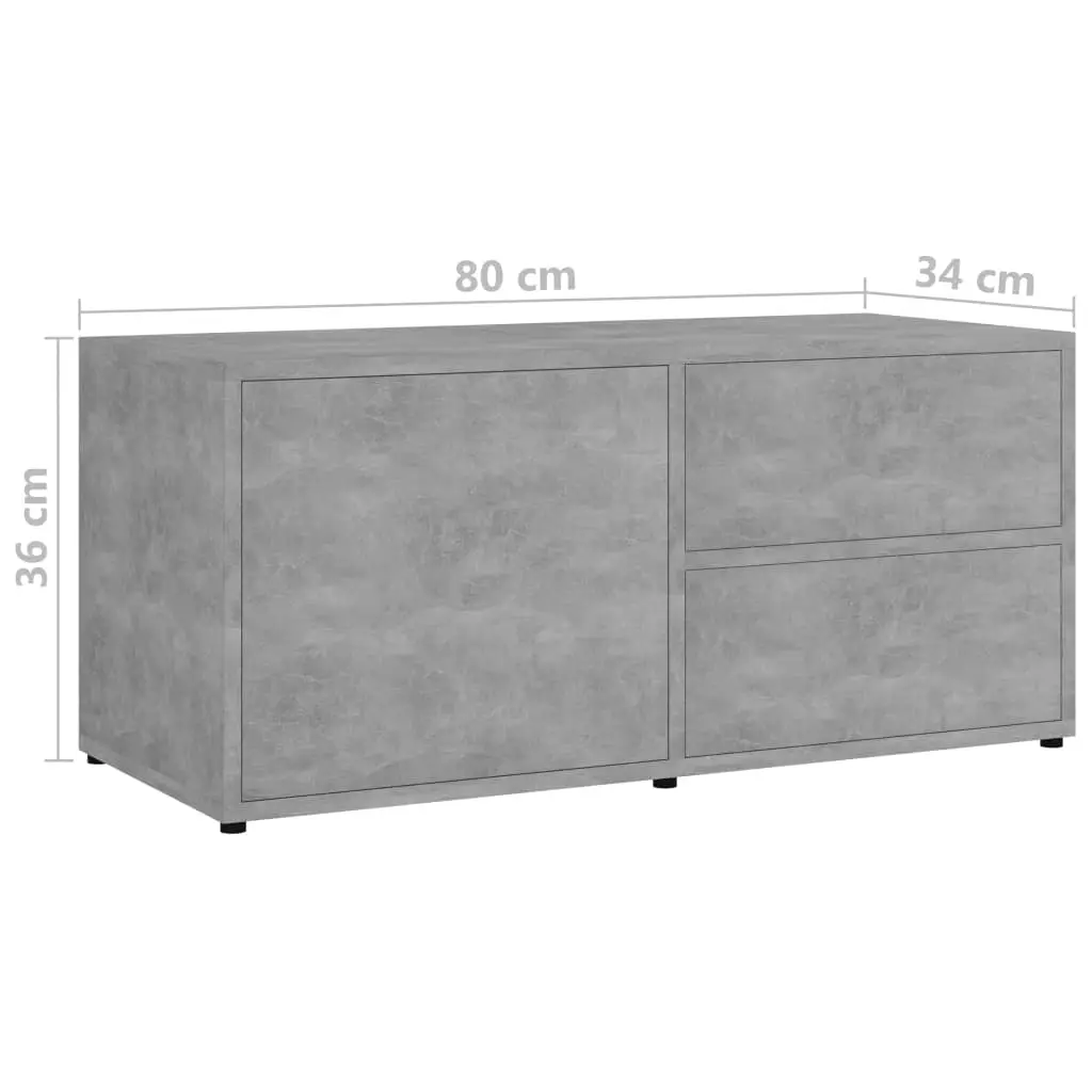 vidaXL TV Cabinet Concrete Grey 80x34x36 cm Chipboard