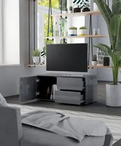 vidaXL TV Cabinet High Gloss Grey 80x34x36 cm Chipboard