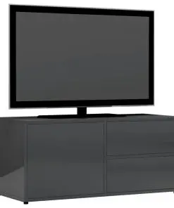 vidaXL TV Cabinet High Gloss Grey 80x34x36 cm Chipboard