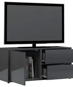 vidaXL TV Cabinet High Gloss Grey 80x34x36 cm Chipboard
