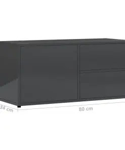 vidaXL TV Cabinet High Gloss Grey 80x34x36 cm Chipboard