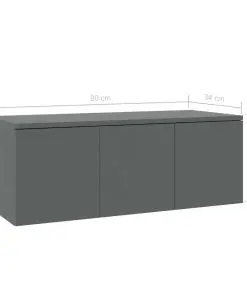 vidaXL TV Cabinet Grey 80x34x30 cm Chipboard