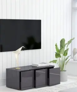 vidaXL TV Cabinet High Gloss Grey 80x34x30 cm Chipboard