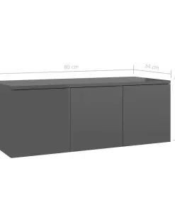 vidaXL TV Cabinet High Gloss Grey 80x34x30 cm Chipboard