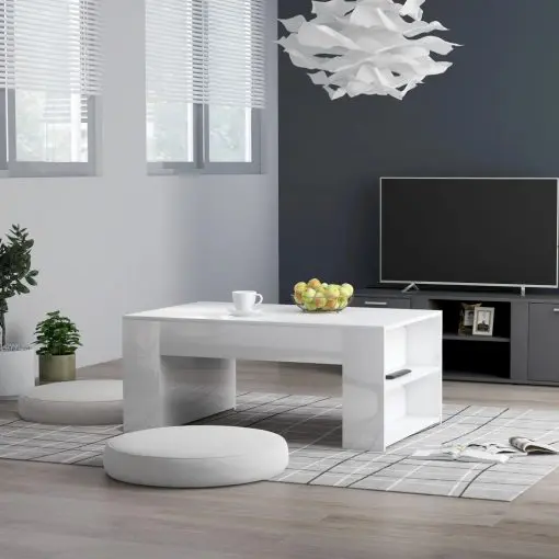 vidaXL Coffee Table High Gloss White 100x60x42 cm Chipboard