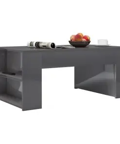 vidaXL Coffee Table High Gloss Grey 100x60x42 cm Chipboard