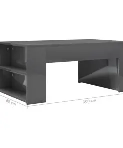 vidaXL Coffee Table High Gloss Grey 100x60x42 cm Chipboard
