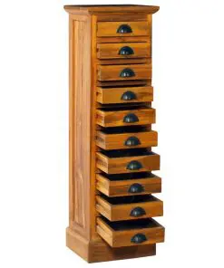 vidaXL 10-Drawer Cabinet 35x30x120 cm Solid Teak Wood