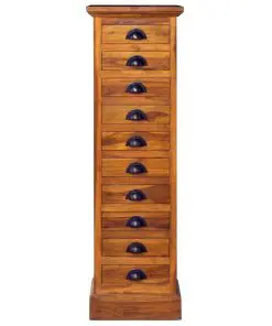 vidaXL 10-Drawer Cabinet 35x30x120 cm Solid Teak Wood