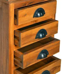 vidaXL 10-Drawer Cabinet 35x30x120 cm Solid Teak Wood