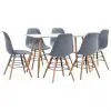 vidaXL 7 Piece Dining Set Plastic Grey