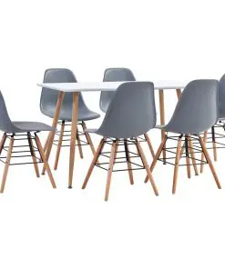 vidaXL 7 Piece Dining Set Plastic Grey