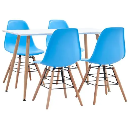 vidaXL 5 Piece Dining Set Plastic Blue