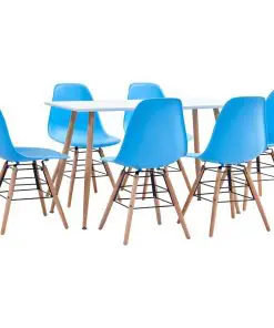 vidaXL 7 Piece Dining Set Plastic Blue