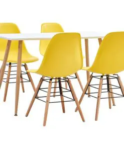 vidaXL 5 Piece Dining Set Plastic Yellow